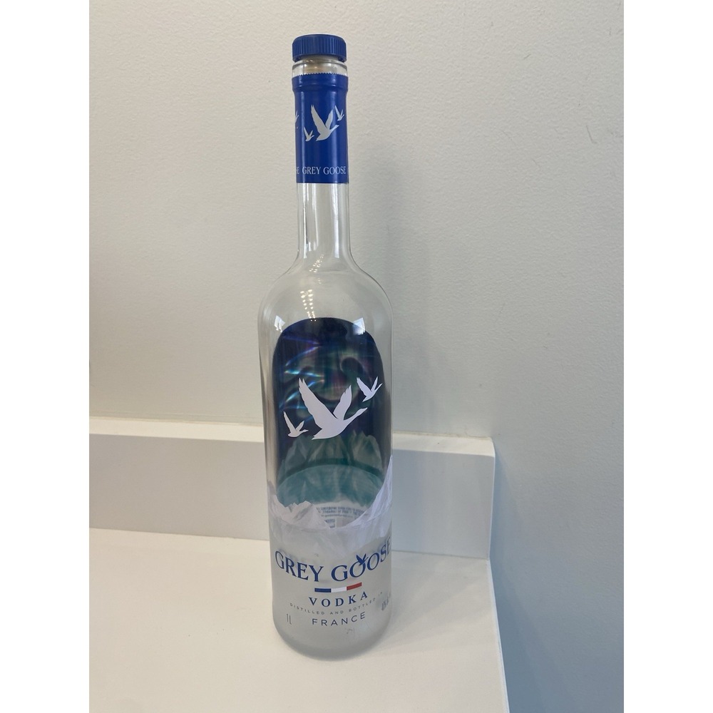 Grey Goose Vodka 1 Liter Northern Lights Edition Empty Bottle ONLY Bar Decor